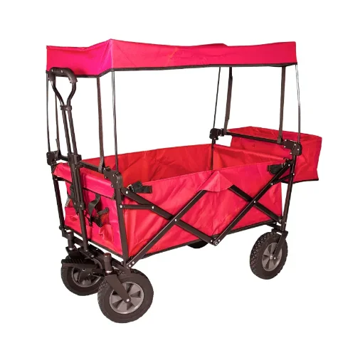 Heavy Duty Collapsible Wagon Carts With Removable Canopy For Beach Shopping Picnic Camping Sports