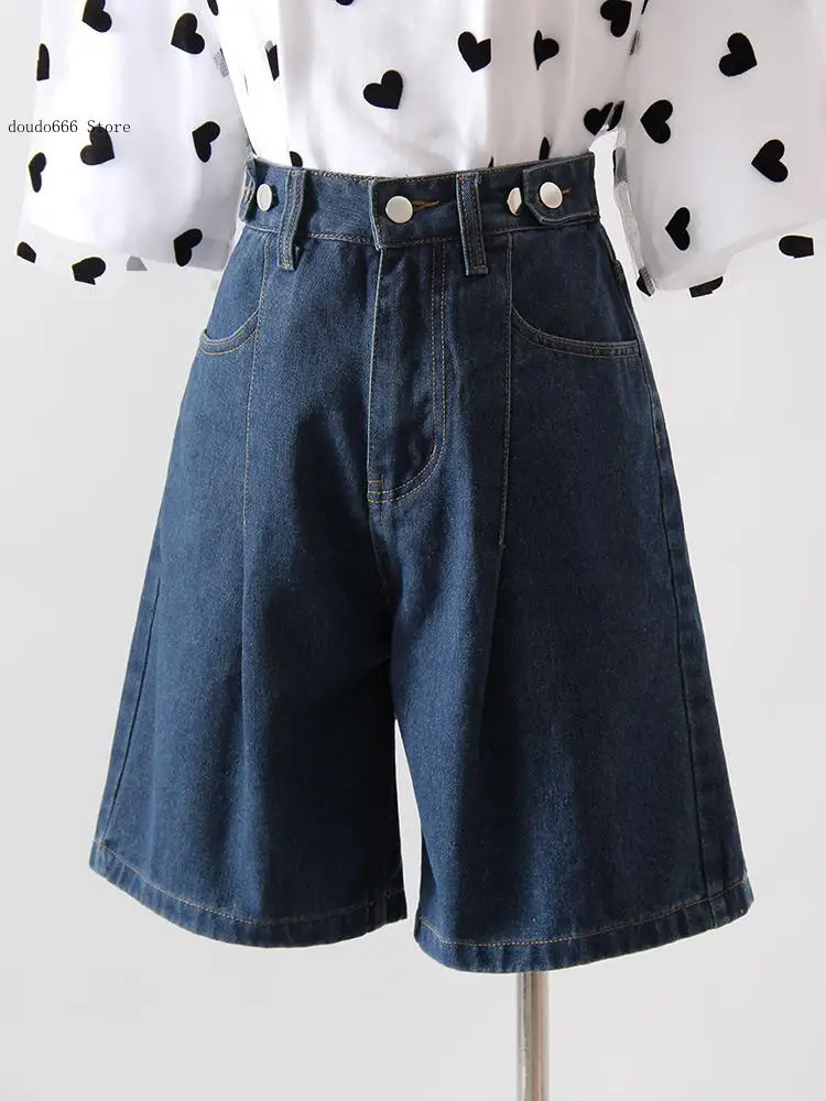 Summer Pants Women's Bermuda Denim Shorts Wide Leg for Women Shorts Women Denim High Waist Black Baggy Short Jeans