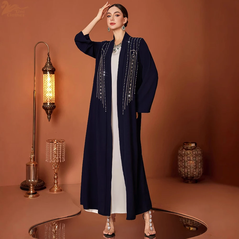 

Рамадан расшитая бисером открытая Абая Дубай кимоно кардиган Ид мусульманское платье Kebaya женская исламская одежда женский халат кафтан абайи