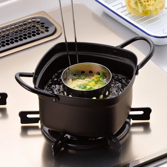 Japanese style kitchen square small pot deep frying pan fried dishes health tempura open flame induction cooker fryer