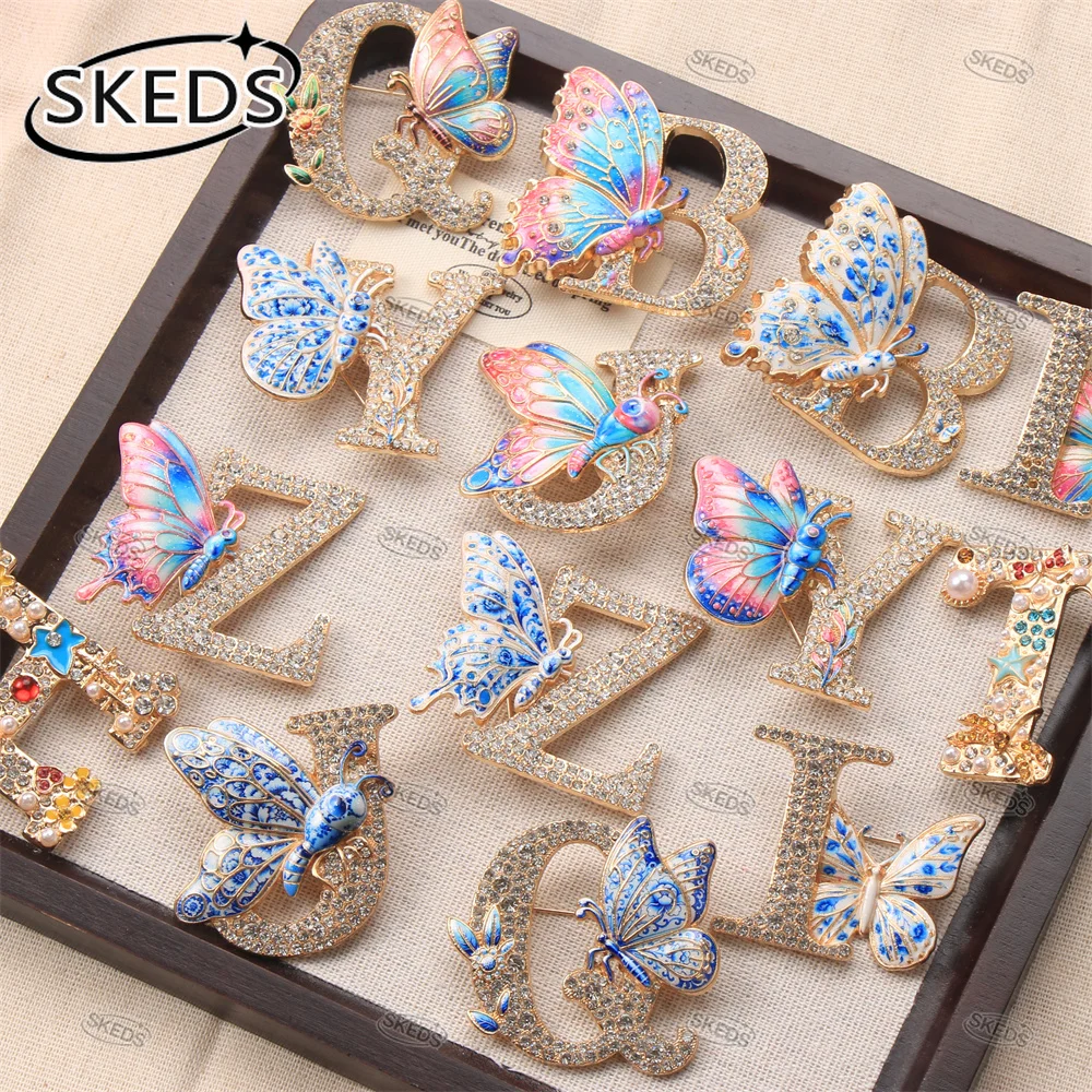Women Fashion Dress Names - SKEDS A-Z Initial Letter Butterfly Brooch