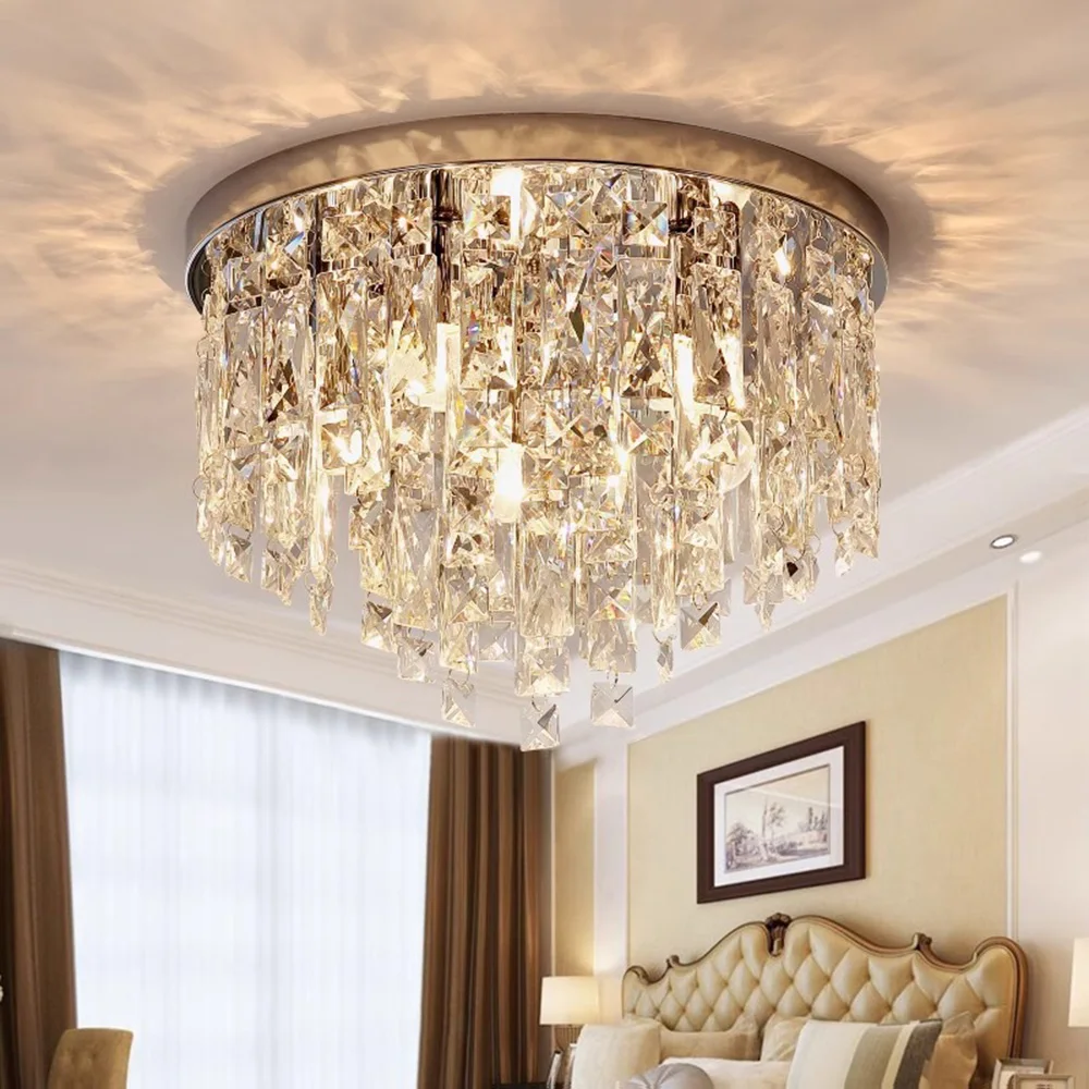 Modern Crystals Bedroom Ceiling Lamp Lustre Lamp Living Room Ceiling Lights Art Deco Chandelier Lighting Fixtures Lamp