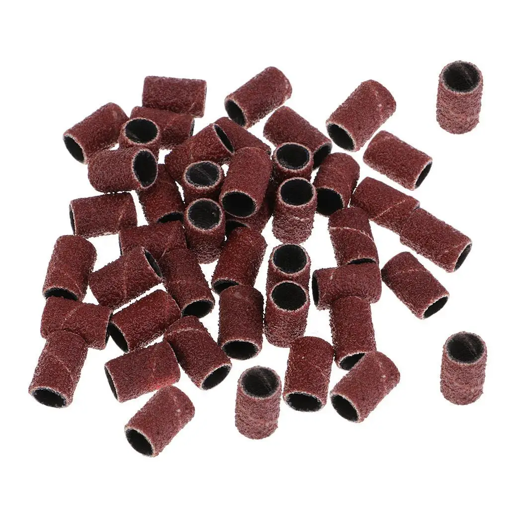 50pcs Multi Nail Art Sanding Bands Sanding Belts Drum Sleeves for Electric Nail Machine Nail Drill Bits and Rotary Tools