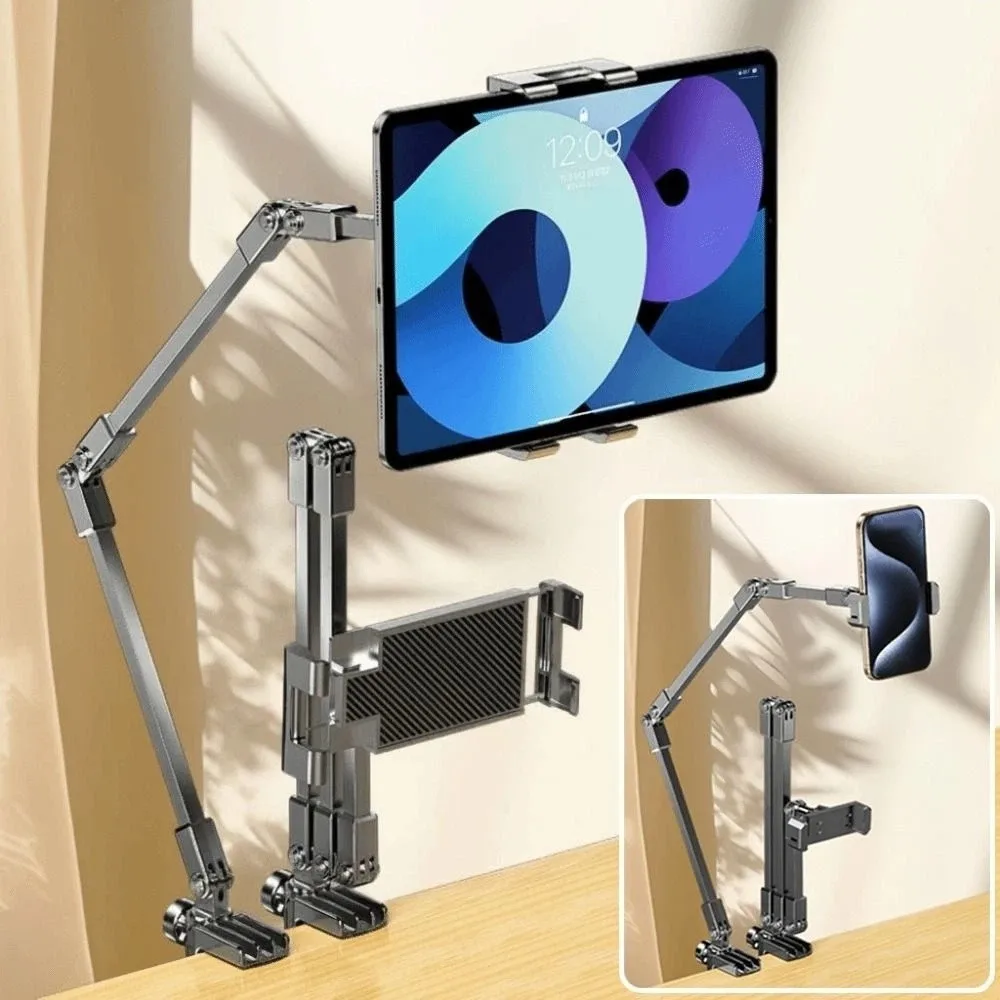 Sturdy Multi Angle Tablet Stand 2/3 Sections Arms Adjustable Lazy Tablet Bracket Metal Viewing Stand Desk