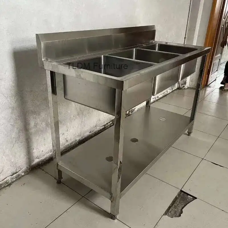 

Stainless Steel Kitchen Sinks Washing Sink with Bracket Multifunctional Sinks for Restaurant Commercial Floor Dishwashing Sinks