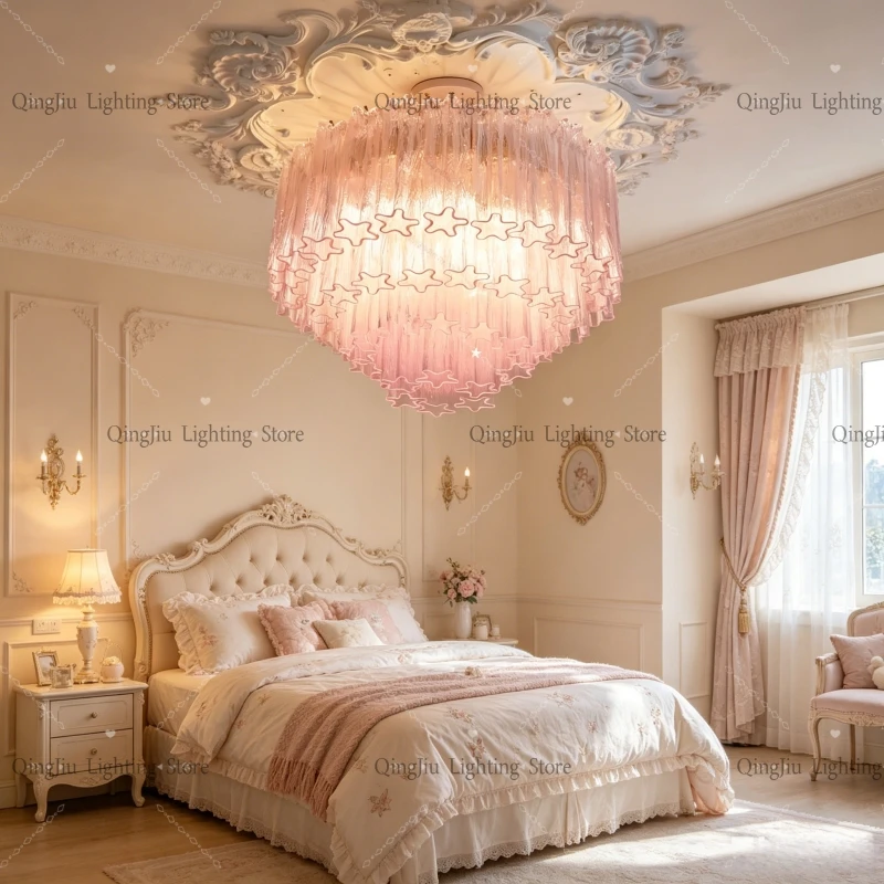 French Design Led Chandelier Colorized Glass Lighting Suspension Luminaire For Living Room Kitchen Bedroom Ceiling Hanging Light