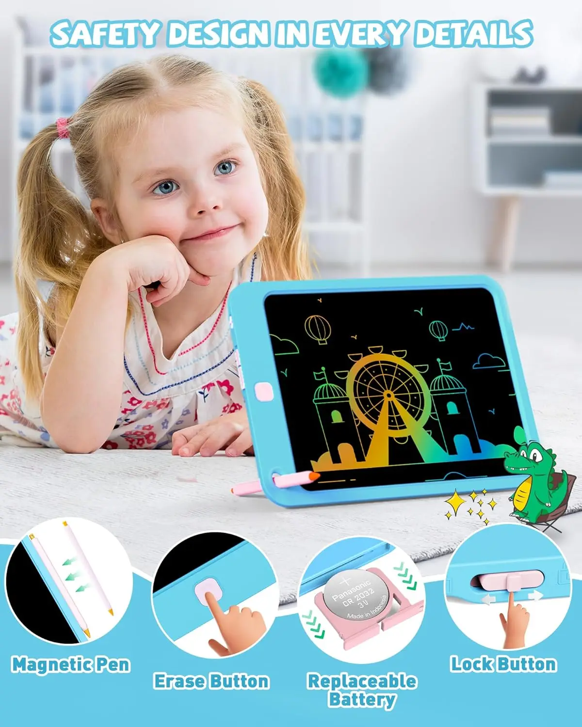 Kids Toys for 3 4 5 6 7 8 Years Old Boys and Girls Gift for Toddler Age 3-12 Years KOKODI LCD Writing Tablet for Kids 10 Inch