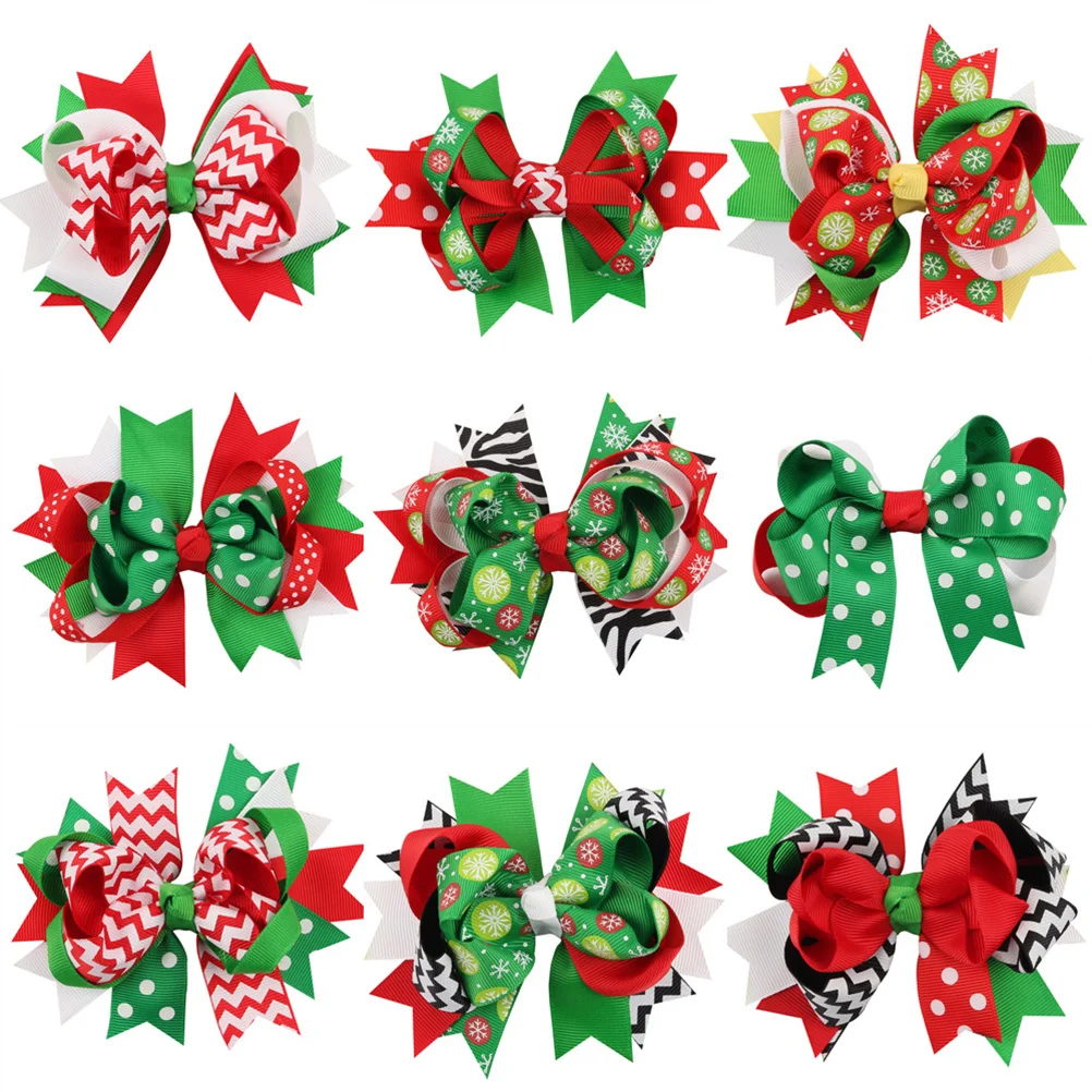 

1pcs Christmas Hair Clips Bowknot Grosgrain Ribbon Bows Holiday Hair Accessories For Daily Use Hairpins