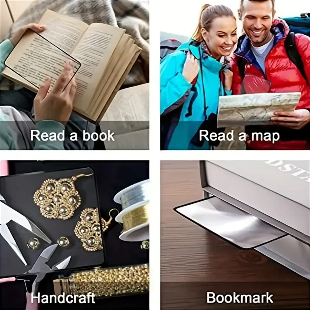 1-4pc Handheld Reading Magnifiers Full Page Lightweight Magnifier Portable Large View Area Magnifying Reading Assistance Tool image 5