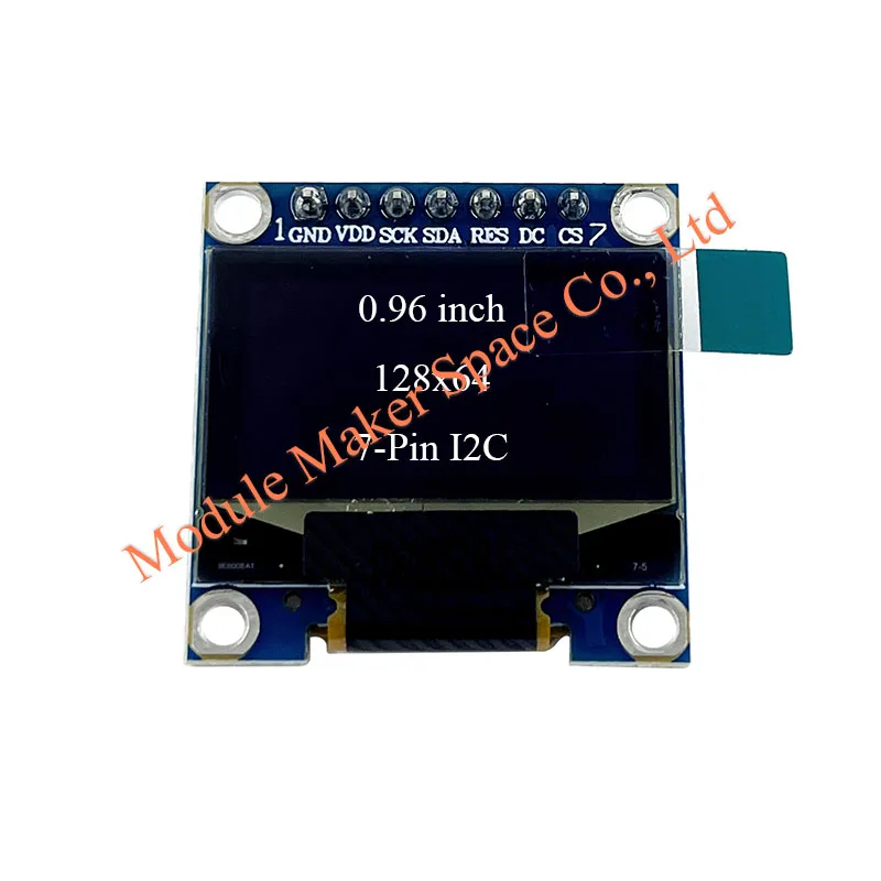 0.96" OLED Display Module 128x64 SSD1306 - 7-Pin SPI/I2C Interface Compatible with Arduino 51 MSP420 STIM32 SCR