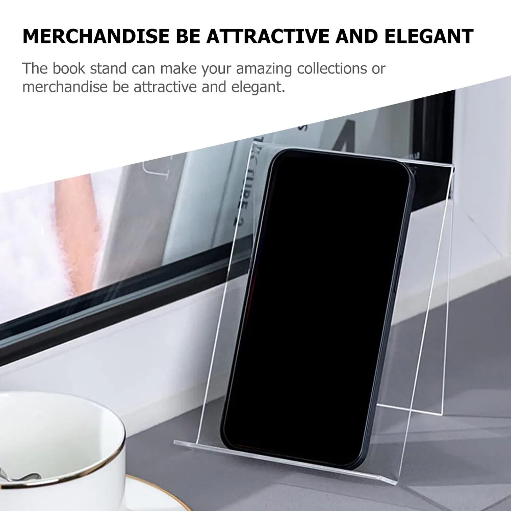 

3pcs Clear Acrylic Bookshelf Stand Desktop Display Rack for Books Magazines Phone Organizer Lightweight Portable Bookend