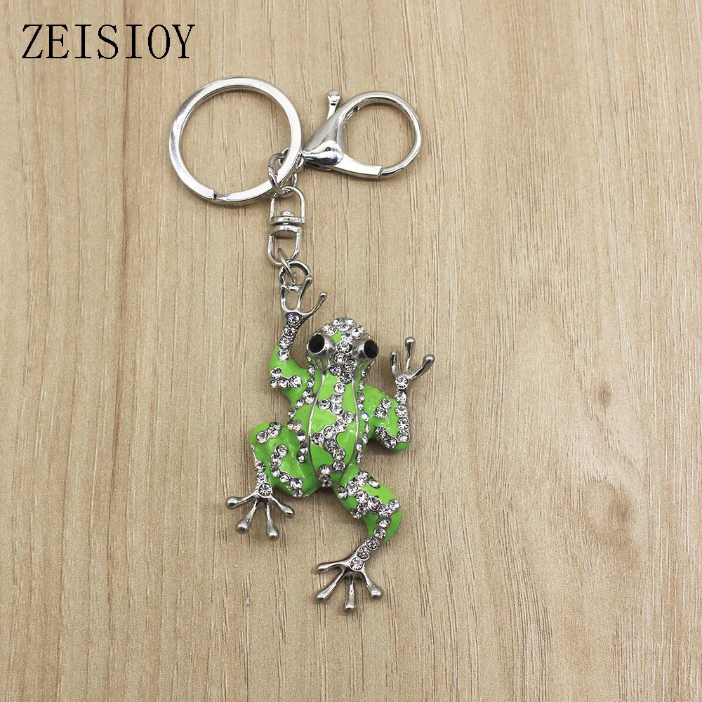 Explosive style fashion oil painting rhinestone green frog bag keychain birthday party gift free shipping