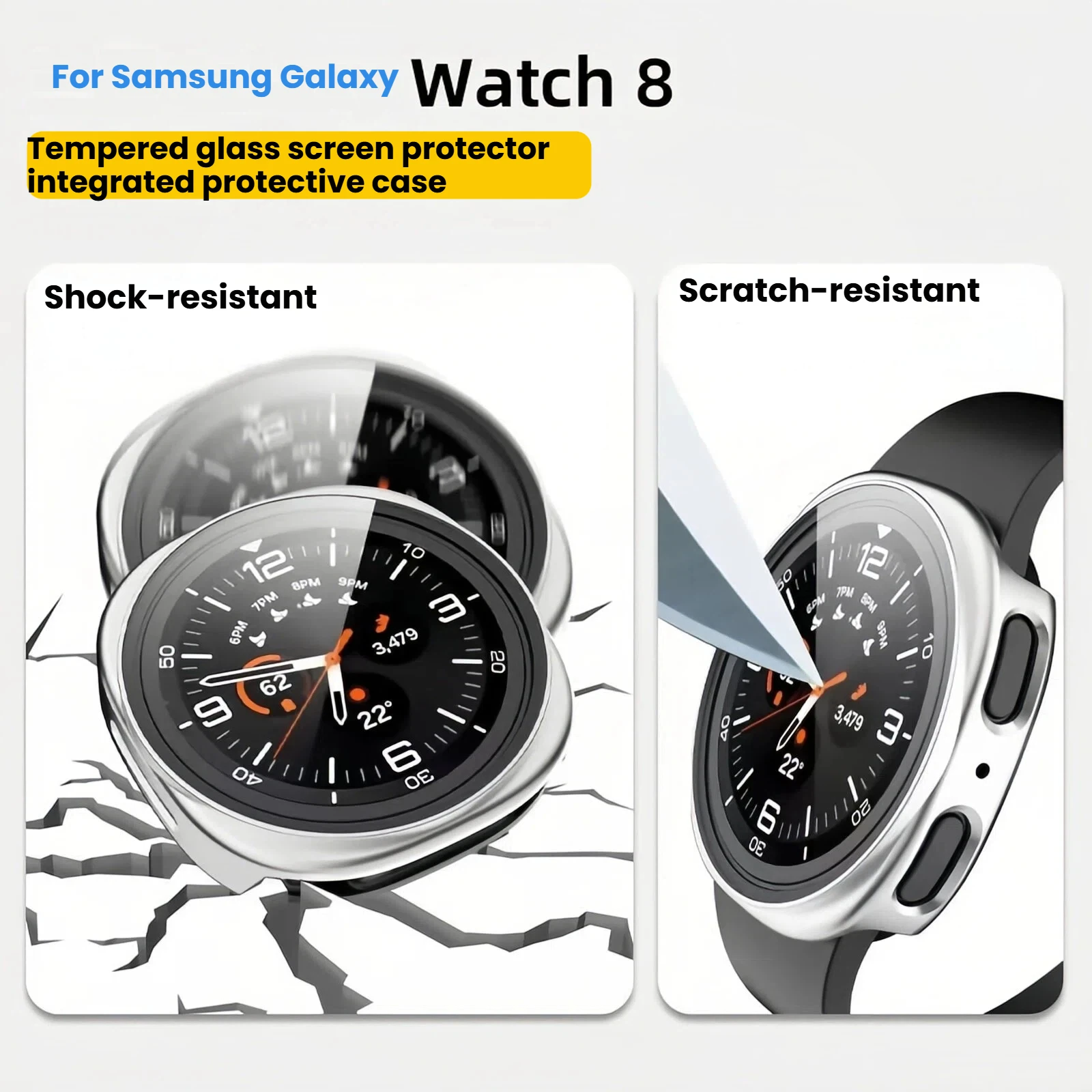 جديد الزجاج المقسى + حافظة لساعة سامسونج جالاكسي 8 اكسسوارات في جميع أنحاء الصلب PC الوفير الإطار حامي الشاشة 40 مللي متر 44 مللي متر غطاء #3