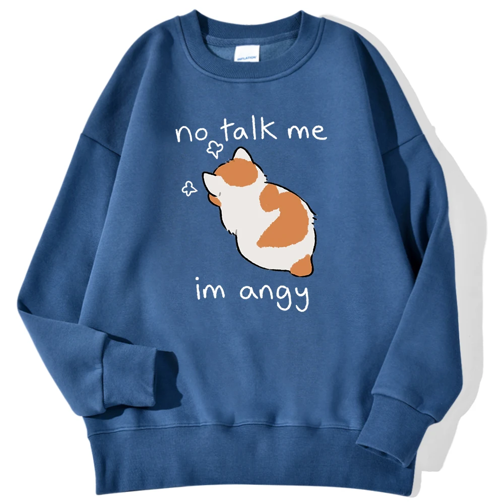 Tsundere Cat No Talk Me Im Angy Print Man Sweatshirt Casual Comfortable Warm Hoodie Street Fashion Pullover Autumn Fleece Tops