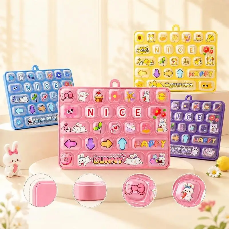 26 Grid Keycap Clicker Anti Stress Fidget Keyboard Keychain Decompression Button Cartoon Hand Relax Party Favor Gift