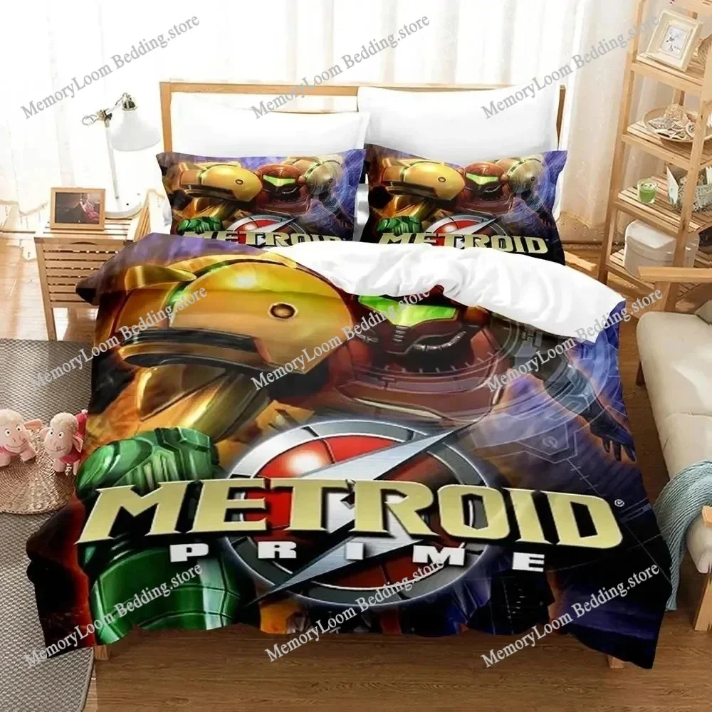 

Metroid Prime Corruption Bedding Set Boys Girls Twin Queen Size Duvet Cover Pillowcase Bed Kids Adult Fashion Home Textileextile