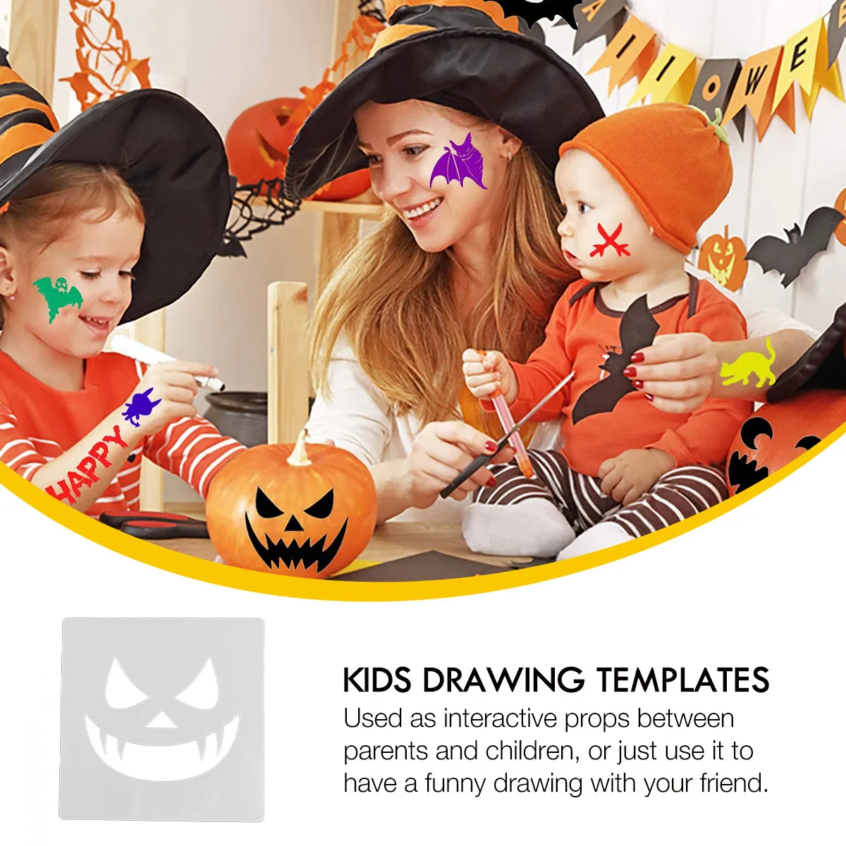 18Pcs Halloween Drawing Template Set Handmade Art Craft Stencil Kit Early Learning Classroom Daycare Activity Safe Eco