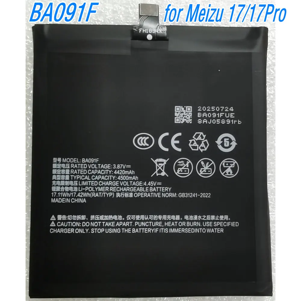 

3.87V 4500mAh BA091F High Capacity Battery For Meizu 17 17Pro Mobile Phone