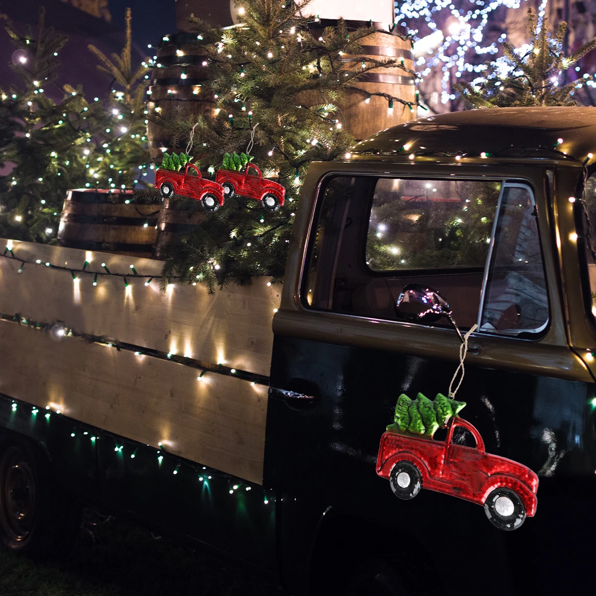 

Iron Sheet Car Pendant Eco friendly Christmas Hanging nament Festive Decoration for Tree Home Party Small Arch Baby