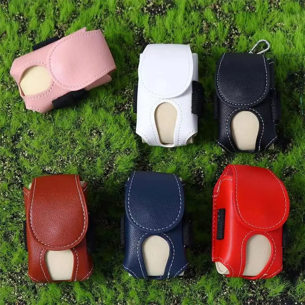 Portable Golf Ball Pouch PU Leather Waist-Hanging Mini Golf Ball Bag Metal Buckle Lightweight Golf Ball Container Sporting Goods