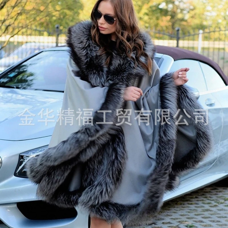 Fashion Faux Fur Shawl Women 2025 Winter New High Street Warm Loose Comfort Fox Fur Shawl Fur Female Nice Elegant Stylish Tops
