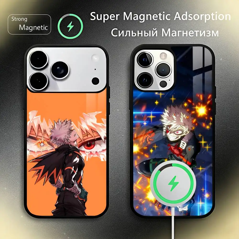 

B-Bakugo A-Anime K-Katsuki Phone Case For IPhone17 16 15 14 13 12 11 Plus Pro Max Plus Wireless Charger Cover Funda