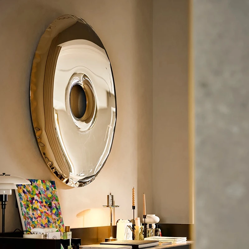 Stainless steel donut hotel model room wall decoration pendant club living room villa background wall pendant