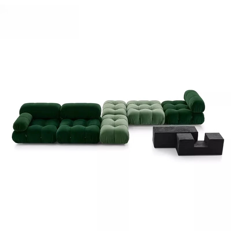 

Wabi-sabi cream style living room fabric creative design sense French sofa module free combination