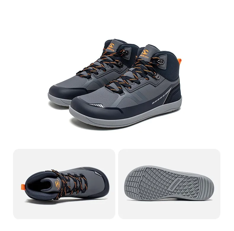 HOBIBEAR Unisex Mid-Top Barfußschuhe Herren Damen Breite Zehenkappe Kunstleder Wanderstiefel Outdoor Rutschfeste Trail-Laufschuhe – Detail 6