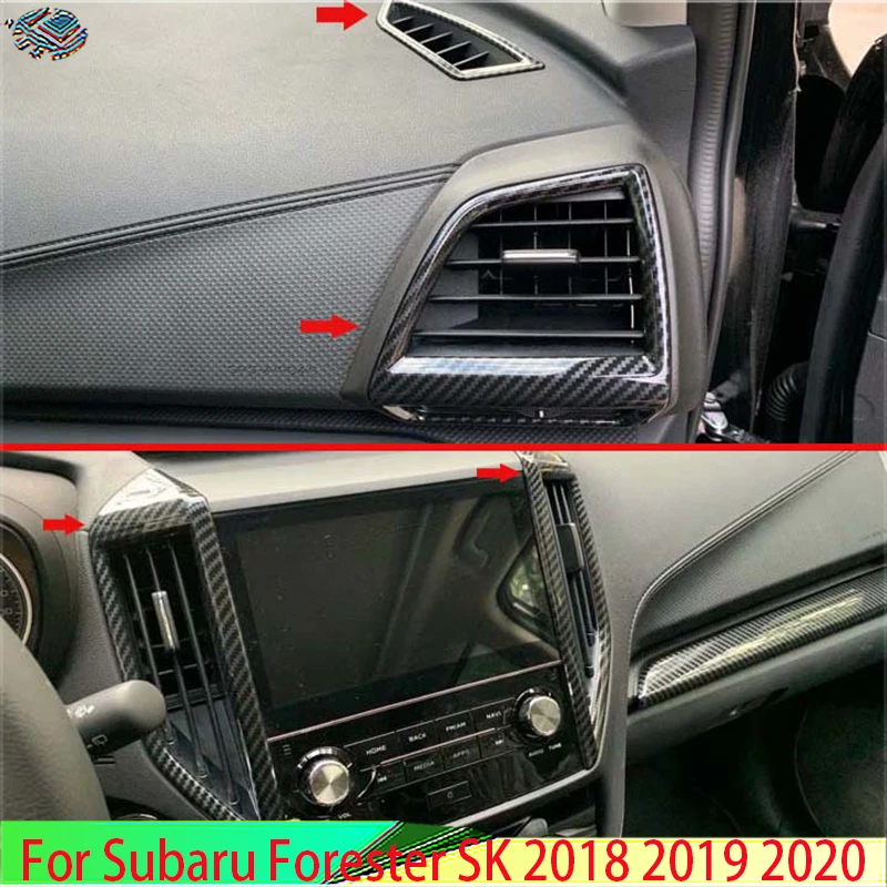 

For Subaru Forester SK 2018 2019 2020 Decorate Accessories Carbon Fiber Style Air Vent Outlet Cover Dashboard Trim