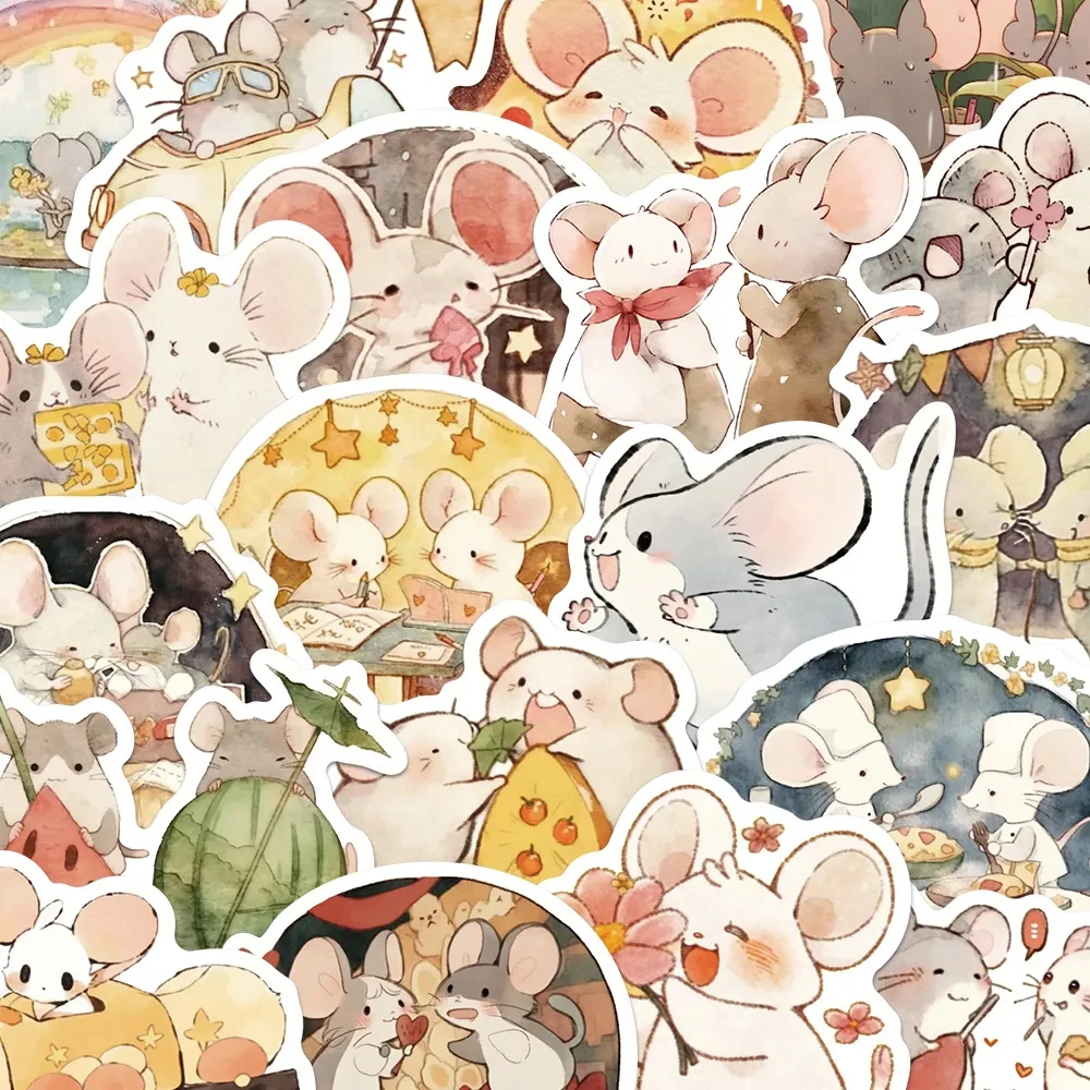 

10/30/50pcs Kawaii Animal Mouse Cartoon Stickers for Kids Waterproof Decorative Stationery Laptop Phone Cute DIY Decals Toys