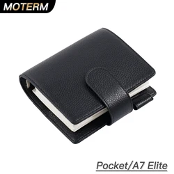Moterm Elite Pocket A7 Rings Planner Cover Pebbled Grain Leather Binder Organizer Notebook Journal with 25mm rings