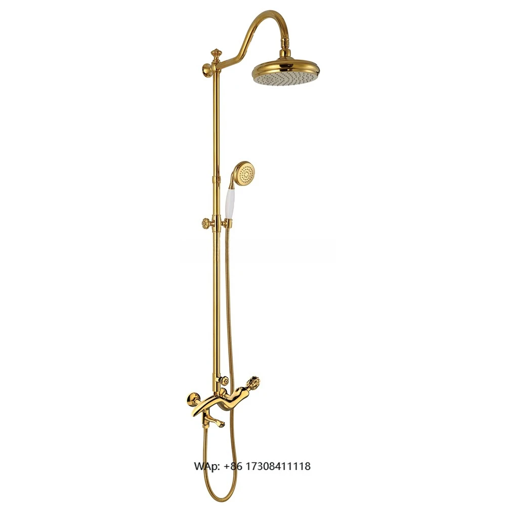 

X8675R1BS Luxury Model Gold and Chrome Color Plated Brass Material Bathroom Artistic Faucet Overhead Rain Shower Set