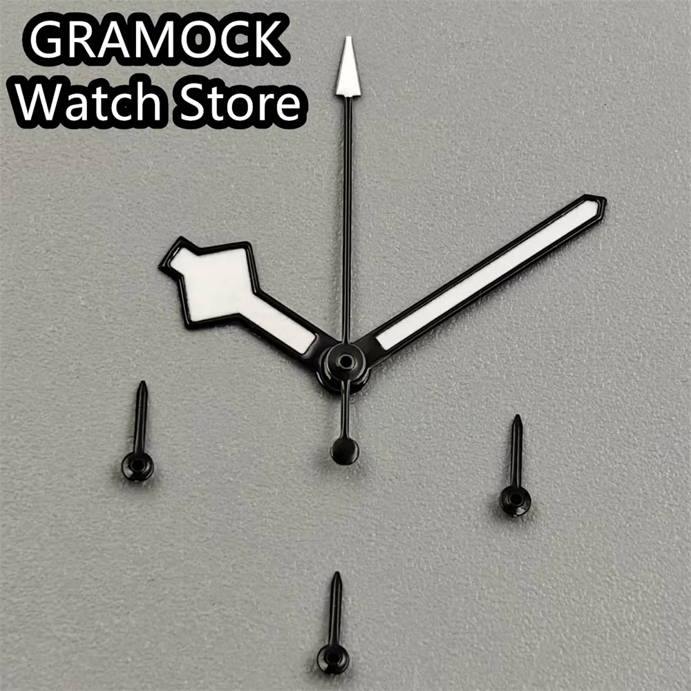 حركة جراموك كوارتز لساعات الرجال ، إكسسوارات ساعة ، يد ، أبيض ، أسود ، أيدي ندفة الثلج ، VK63 ، VK64