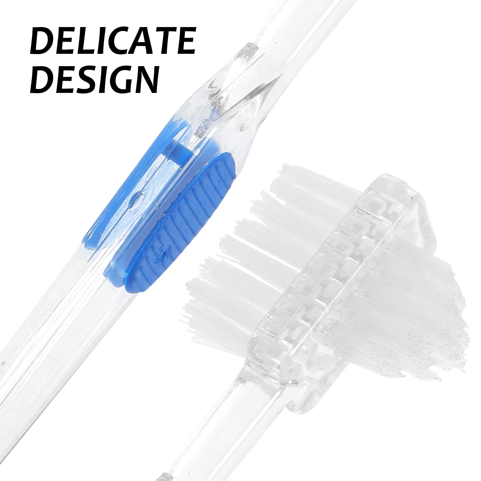 

3Pcs Double Head Denture Brush Transparent Handle for False Teeth Cleaning Tool with Firm Nylon Bristles Multi-Tufted Angle