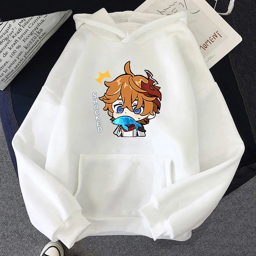 

Hot Game Genshin Impact Hoodie Women Cartoon Tartaglia Print Hoodies Women's Sweatshirts Harajuku Unisex Long Sleeve Streetwear