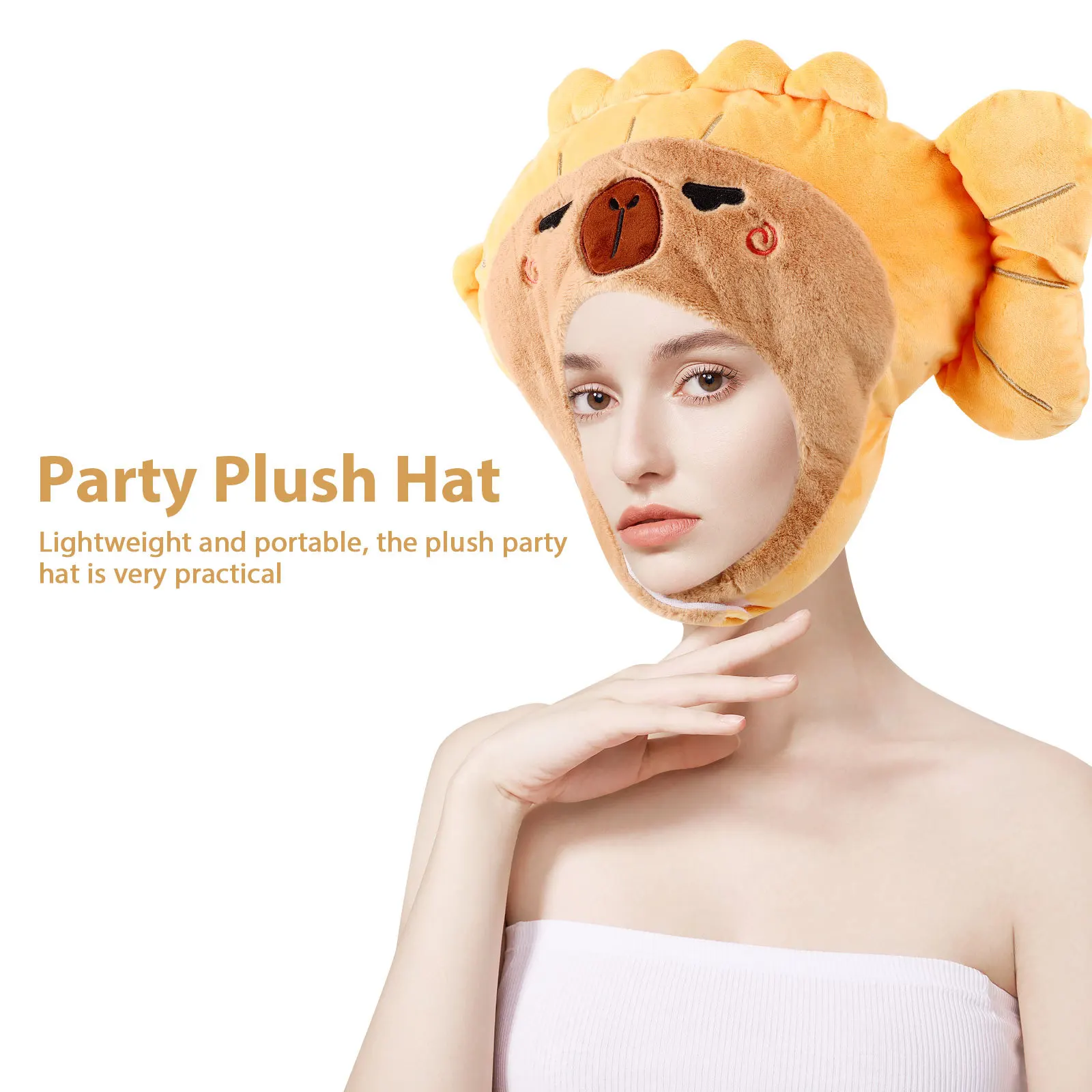 Żółty kapelusz w kształcie ryby Croaker, wzór 3D, rekwizyt do zdjęć na imprezy, cosplay, karnawał, festiwal, kostium, nakrycie głowy dla dorosłych.