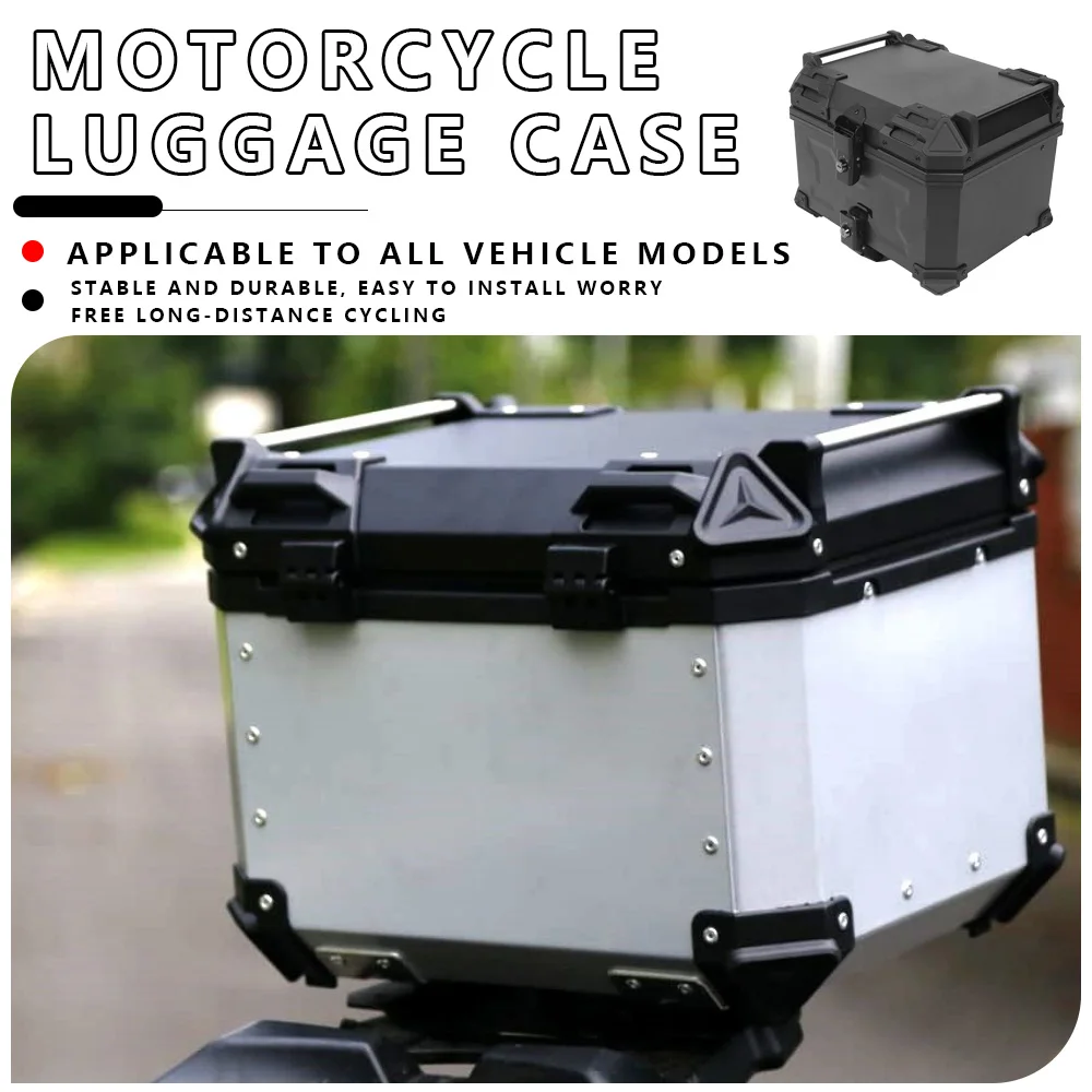 

Motorbike Storage Box Top Box Tail Box Trunk Carrier Toolbox Universal Black 45L Motorcycle Aluminum Top Case Tail Box Luggage