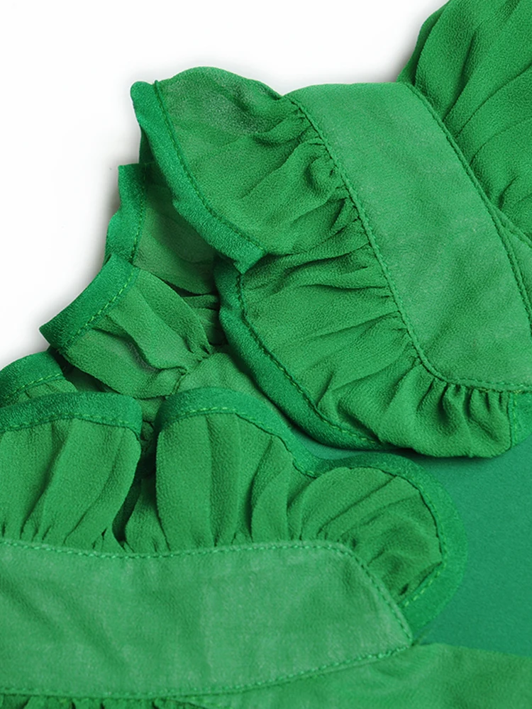 Robe mi-longue à manches courtes pour femmes, robe de créateur d'été, élégante, chic, décontractée, fête, vacances, vert, rue haute, mode, nouveau, haute qualité