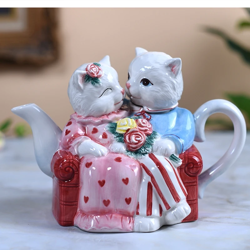 

Керамическая скульптура пара чайник горшок ремесла украшение комнаты фарфоровая фигурка