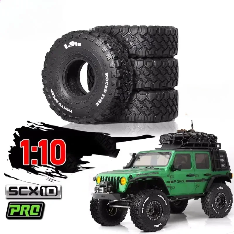 1/10 RC 크롤러 카용 소프트 고무 타이어 휠 타이어, FMS Yikong Axila SCX10 CROSSRC R166 개조 부품, 116mm 1.9 인치, 4PCs