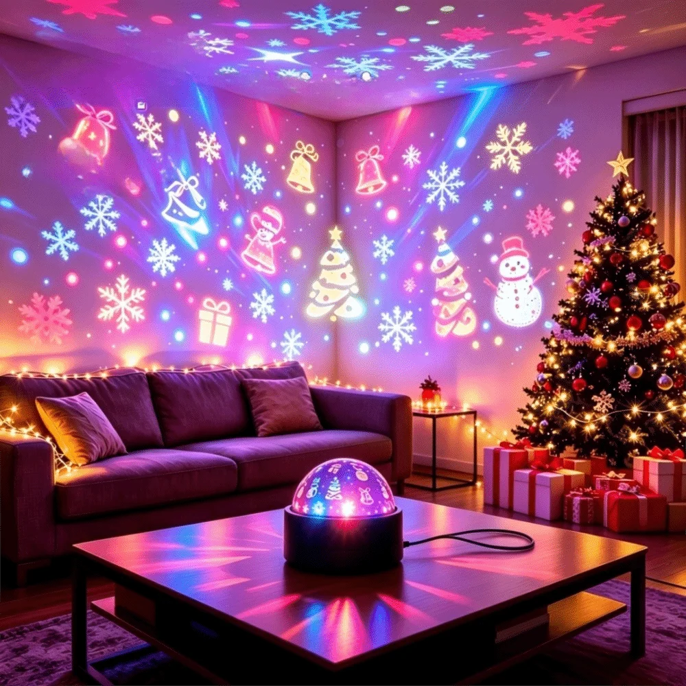 Color-changing Moon Galaxy Projector Light USB Plug-and-Play Flashing Light Effect RGB Projector Lamp Christmas Tree Mini