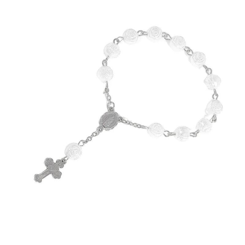 Religious Prayer Bracelet Rosary Bracelet Adjustable Rose Baby Baptism Bracelets Dropshipping