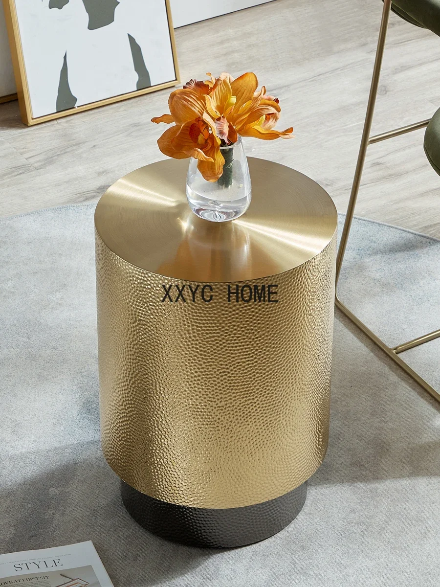 Light Luxury Sofa Creative Stainless Steel Concave-Convex Pattern Corner Table Modern Simple Home Living Room