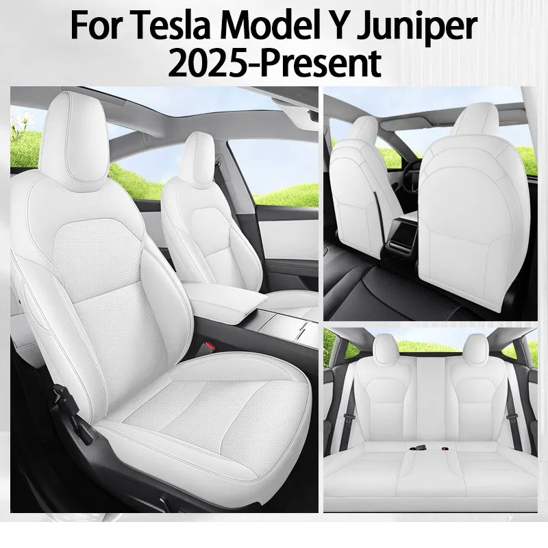 For Tesla Model Y Juniper 2025+ 2026 Full Set Seat Covers Leather Breathable comfortable Car Seat Cover Cushion Protector