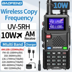 Baofeng UV 5RH 10W Pełne pasma Walkie Talkie Bezprzewodowa częstotliwość kopiowania Ładowarka typu C Ulepszony transceiver UV 5R Ham Radio dwukierunkowe