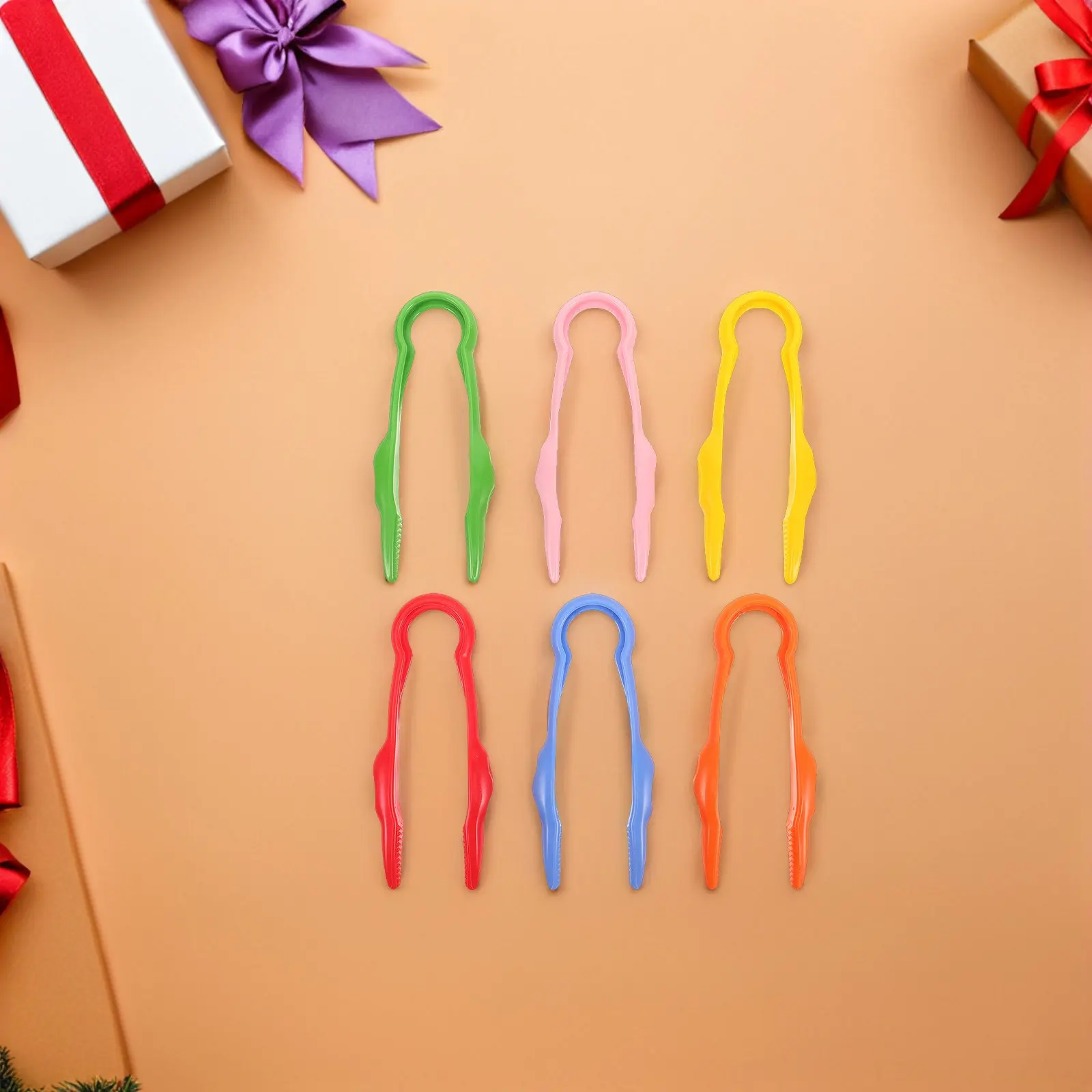 12Pcs Fine Motor Tweezers for Kids Plastic Small Tongs for Outdoor Sensory Play Craft Beading Science Experiments Preschool
