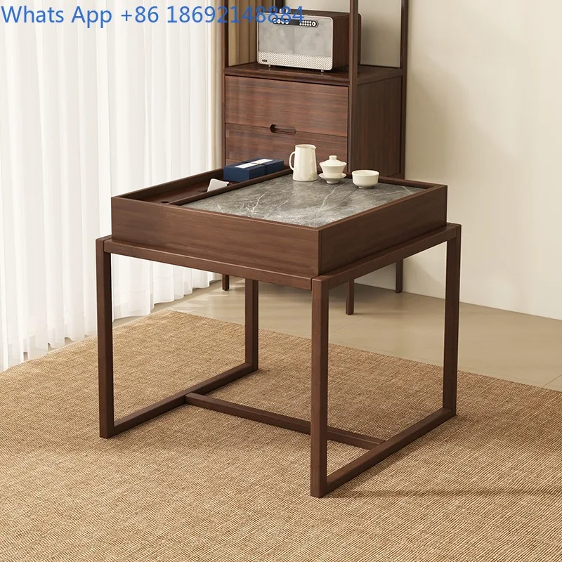 Solid Wood Tea Table and Chair Set Zen Style Balcony Small Apartment Tea Table Leisure Tea  Coffee Table