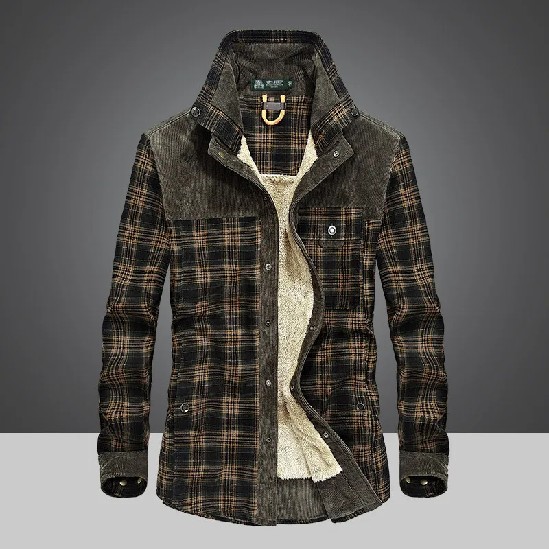 Brand Shirt Men Casual Shirts Camisa Masculina Fleece Thick Warm Shirts Men Plaid Shirt Men Dropshipping M-3XL13136