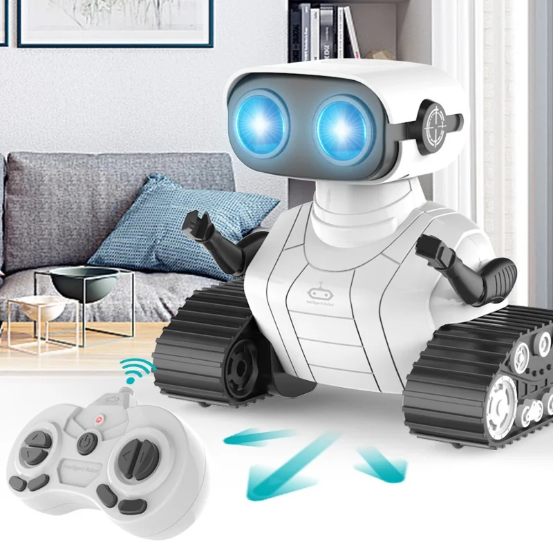 インテリジェントワイヤレスリモコンダンシングロボット追跡シャーシledアイサウンドエフェクト教育用電子ホビー玩具
